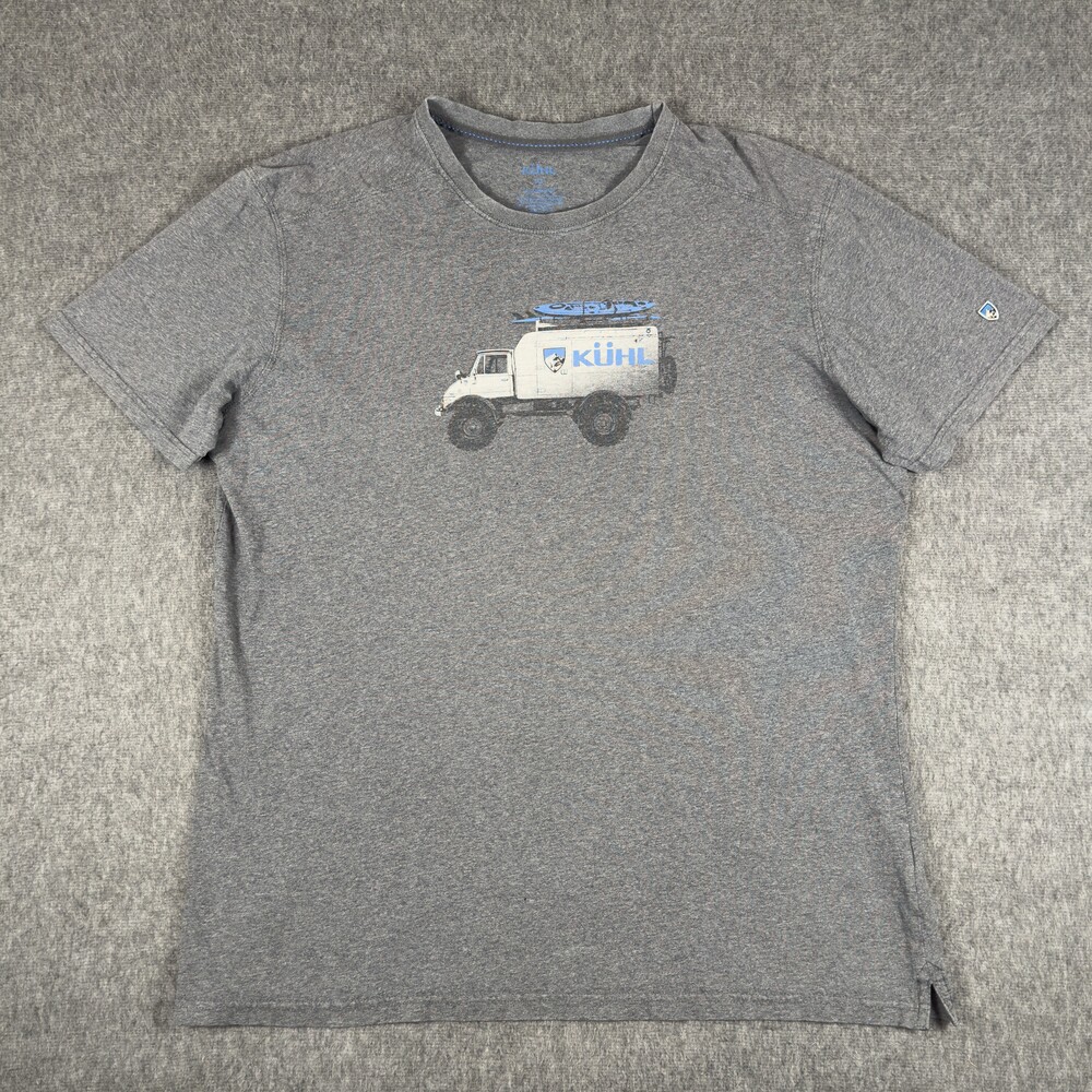 Kuhl Shirt Mens Large Gray Organic Cotton Truck Graphic Outdoor Tee T-Shirt